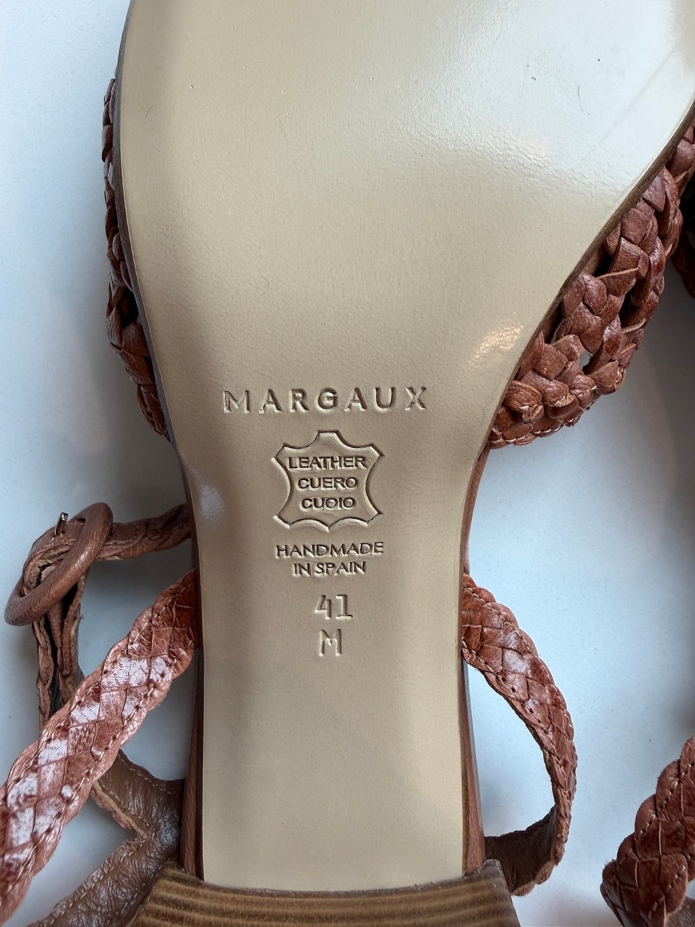 New Margaux Woven Market Heel Saddle Leather Size 11 - Picture 10 of 10